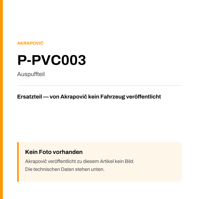 Akrapovic Auspuffteil P-PVC003 — Platzhalter, kein Herstellerfoto verfügbar