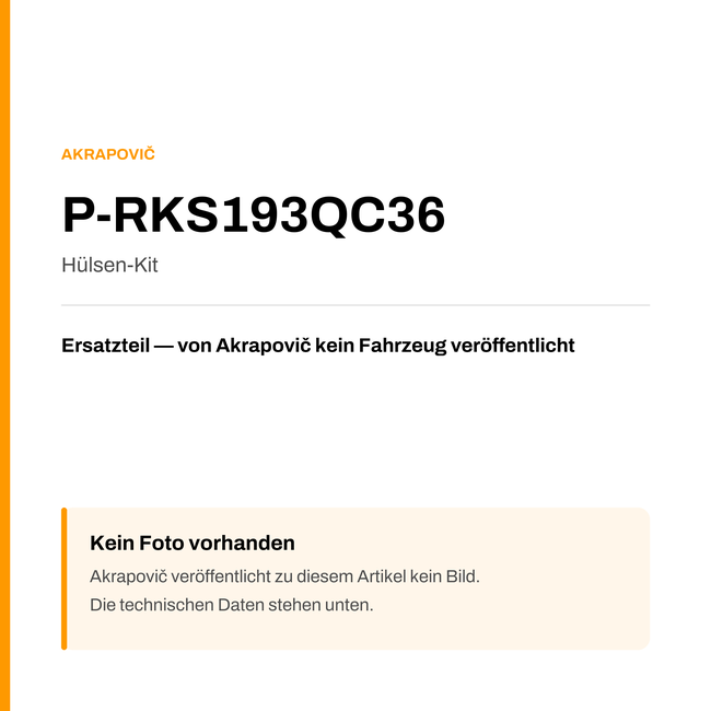 Akrapovic Hülsen-Kit P-RKS193QC36 — Platzhalter, kein Herstellerfoto verfügbar