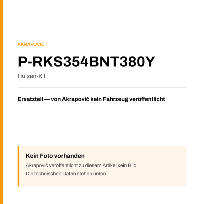 Akrapovic Hülsen-Kit P-RKS354BNT380Y — Platzhalter, kein Herstellerfoto verfügbar
