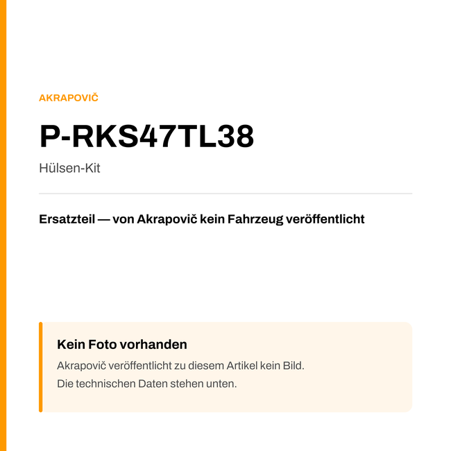 Akrapovic Hülsen-Kit P-RKS47TL38 — Platzhalter, kein Herstellerfoto verfügbar