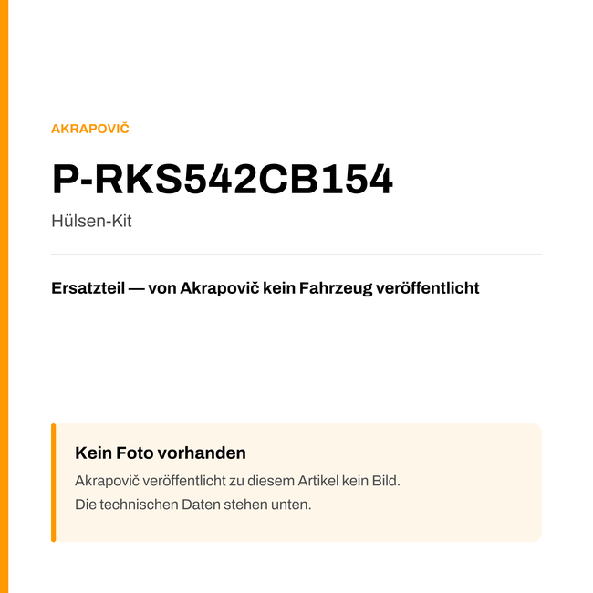 Akrapovic Hülsen-Kit P-RKS542CB154 — Platzhalter, kein Herstellerfoto verfügbar