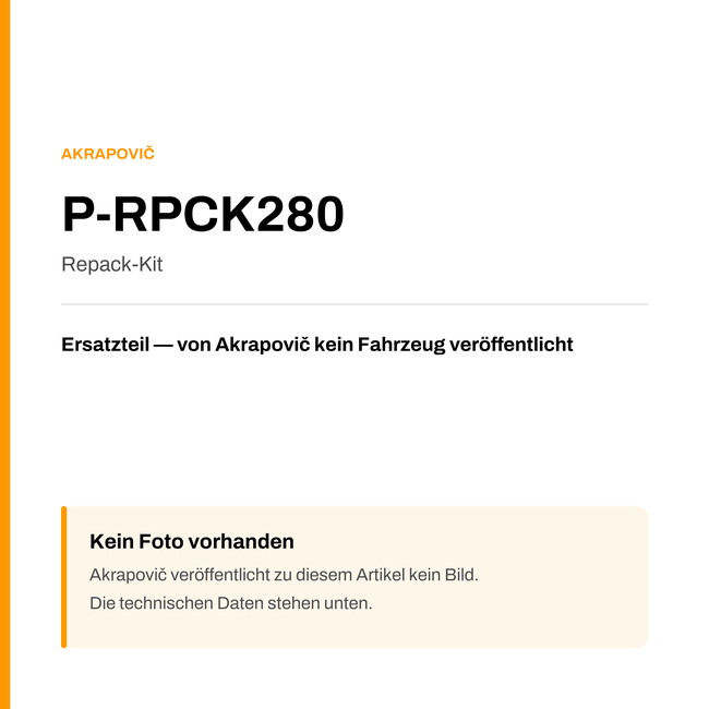 Akrapovic Repack-Kit P-RPCK280 — Platzhalter, kein Herstellerfoto verfügbar