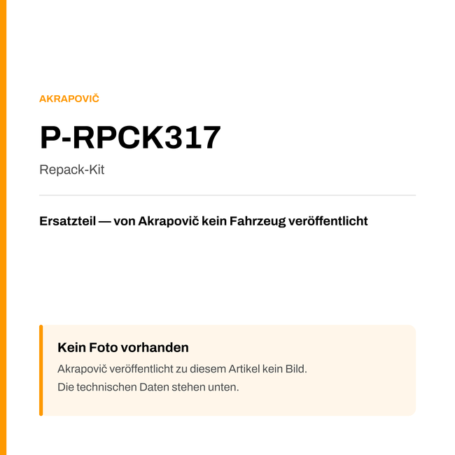 Akrapovic Repack-Kit P-RPCK317 — Platzhalter, kein Herstellerfoto verfügbar