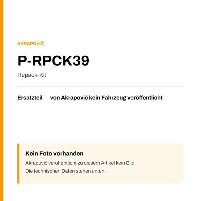 Akrapovic Repack-Kit P-RPCK39 — Platzhalter, kein Herstellerfoto verfügbar