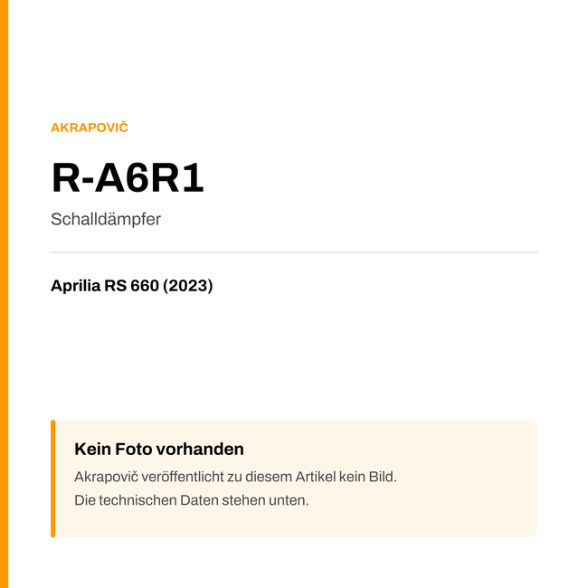 Akrapovic Schalldämpfer Aprilia RS 660 (23-23) R-A6R1 — Platzhalter, kein Herstellerfoto verfügbar