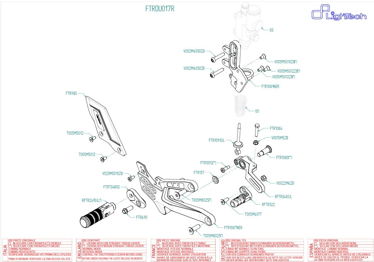 Footrest system R Lightech Ducati Panigale V4/S (2025) FTRDU017R