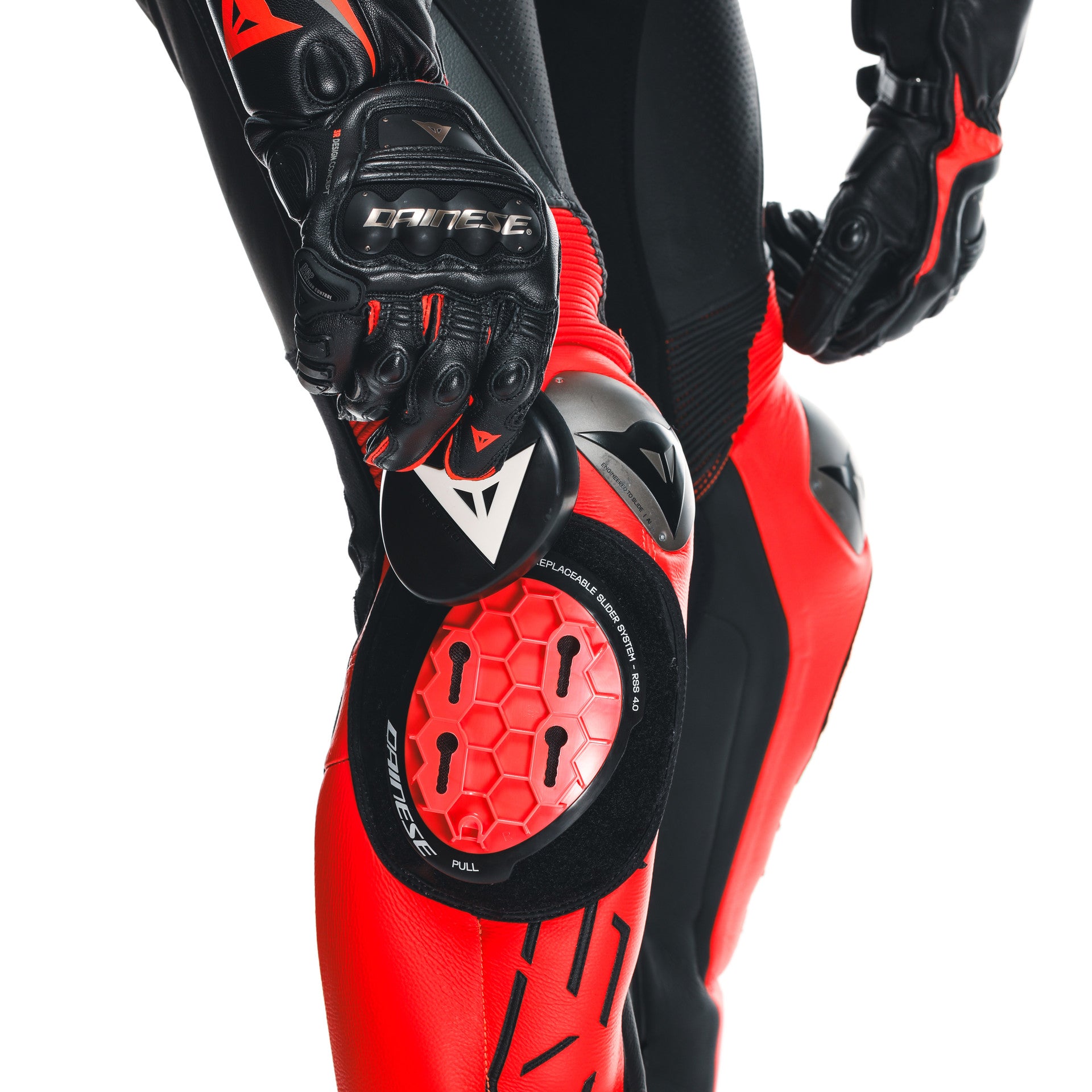 Dainese Audax D-Zip one-piece leather combination-perforated racing suit | Men | Black/red