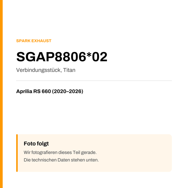 Spark Exhaust Verbindungsrohr Fitting Titanium Aprilia RS 660 (20-26) SGAP8806*02 — Platzhalter, Produktfoto folgt