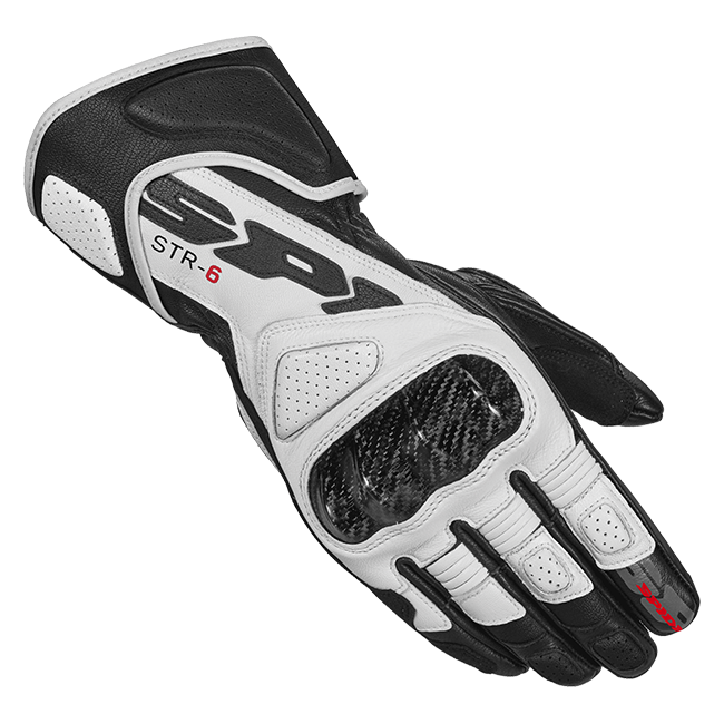 Spidi STR-6 Racing Luvas de Couro para Motocicleta | Masculino | Preto/Branco | A221011 