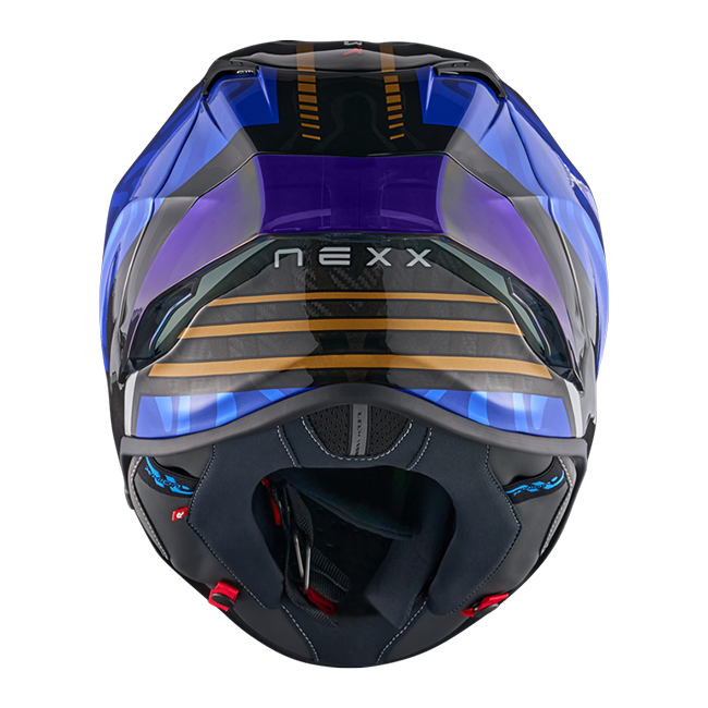 Nexx X.R3R Helmet Swirl Carbon Deep Blue Gold 01XR323489126 