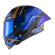 Nexx X.R3R Helmet Swirl Carbon Deep Blue Gold 01XR323489126 