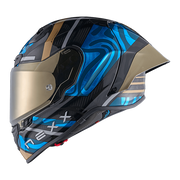 Nexx X.R3R Helmet Swirl Carbon Sky Blue Gold 01XR323489780 