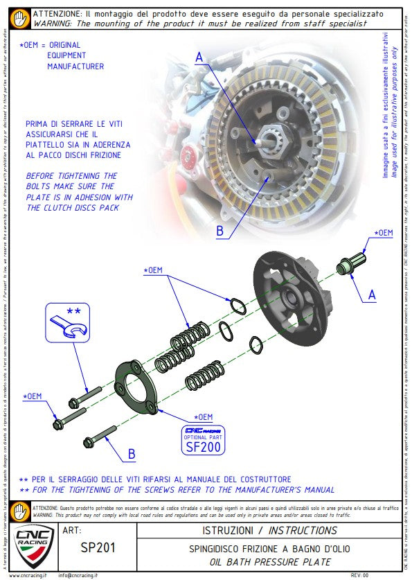 Placa de pressão da embreagem Bi-Color CNC Racing Ducati Panigale V4/S (2025) SP201S 