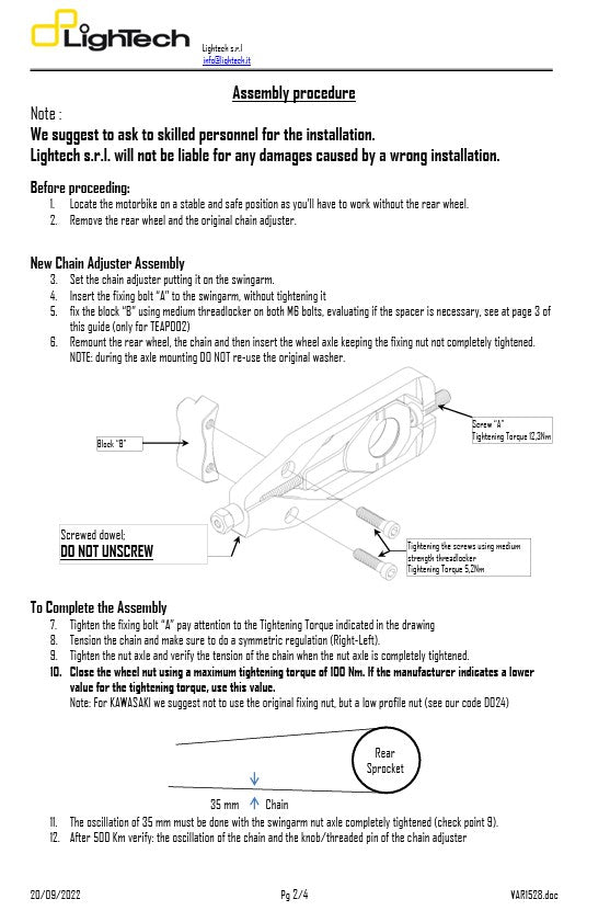 Chain tensioner Lightech Yamaha YZF-R1/M RN65 (20-25) Teya005