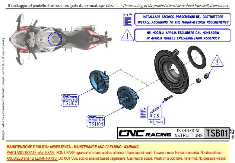 Fuel cap with flange Carbon CNC Racing Ducati Panigale V4/S (2025) TSB01 