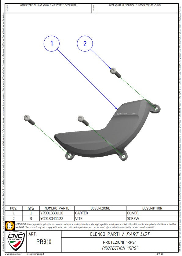 Protetor de embreagem em alumínio, capa de proteção CNC Racing Ducati Panigale V4/S (25-26) PR310 