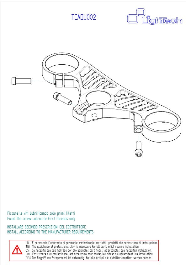 Ponte da suspensão (CIMA) LighTech Ducati Panigale V4/S/R (25-26) TCADU002NER 