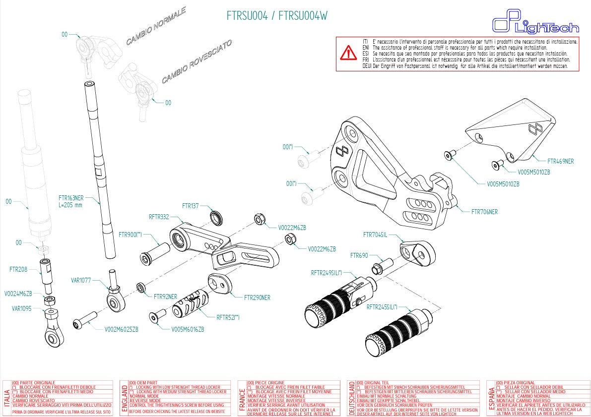 Footrest system LighTech Suzuki GSX-R 1000 (17-23) FTRSU004/W 