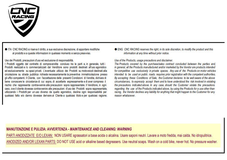 Fuel cap with quick release Livery Tricolore CNC Racing Ducati Panigale V4/S (2025) TS401R 