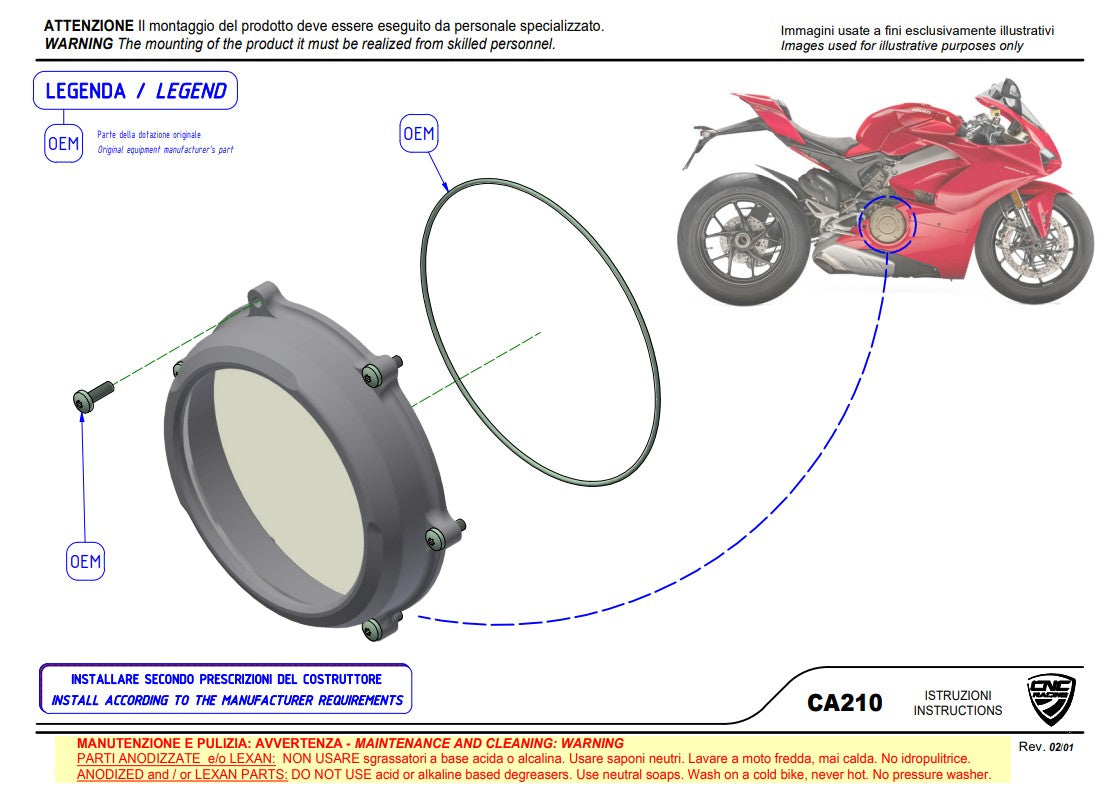 Transparent coupling cover Pramac Racing Limited Edition CNC Racing Ducati Panigale V4/S (2025) CA210PR 