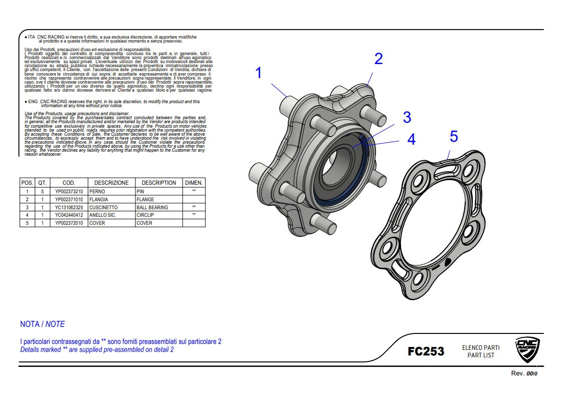 Suporte de pinhão CNC Racing Ducati Panigale V4/S (2025) FC253 
