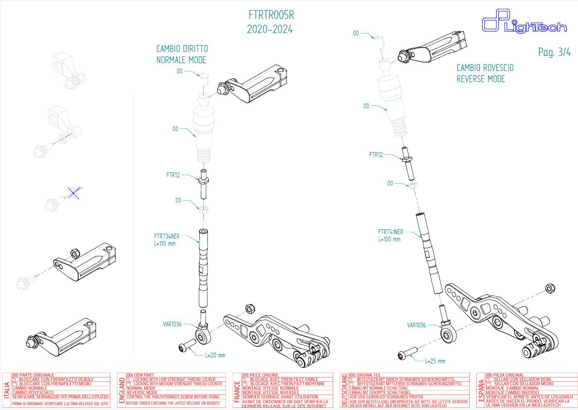 Footrest system R LighTech Triumph Daytona 675/765 (13-21) FTRTR005R 