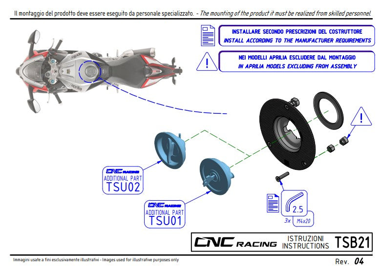Tampa do tanque em carbono CNC Racing Ducati Panigale V4/S/R (25-26) TSB21 