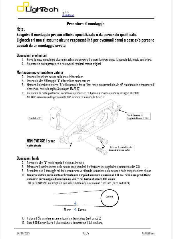 Tensionador de corrente LighTech Aprilia RSV4/RR/RF/1100 Factory (15-20) TEAP003 