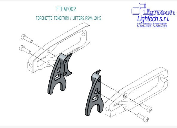Suportes de stand para LighTech tensionador de corrente TEAP003 Aprilia RSV4/RR/RF/1100 Factory (15-20) FTEAP002SIL 