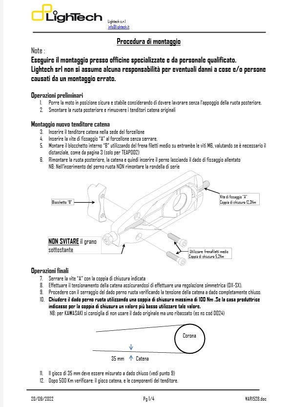 Chain tensioner Lightech Yamaha YZF-R1/M RN65 (20-25) Teya005