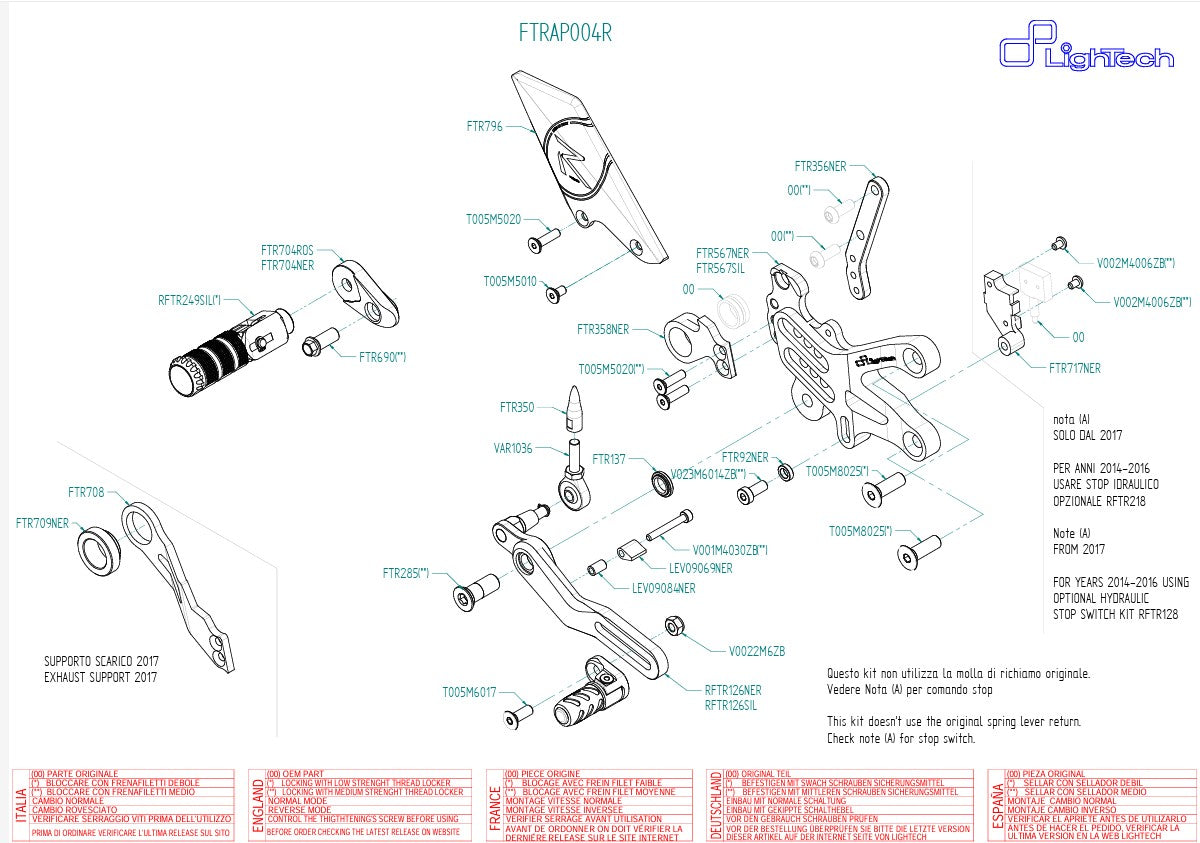 Sistema de escape R LighTech Aprilia RSV4/Factory/R/RR/RF (09-16) FTRAP004R 