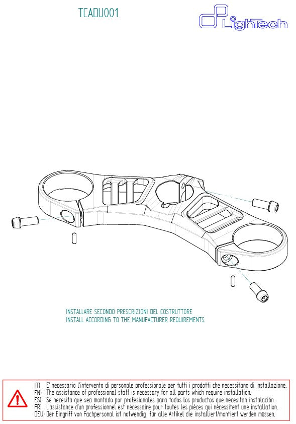 Bridge de garfo (CIMA) LighTech Ducati Panigale V4/S/R (18-24) TCADU001NER 