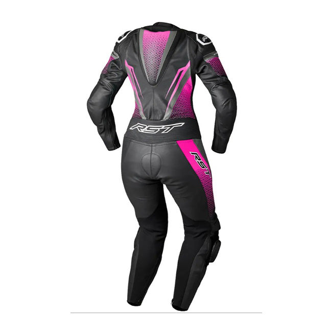 RST Tractech EVO D3O one-piece Leather Suit – Perforated racing suit | Women | Black/Pink | 103643 