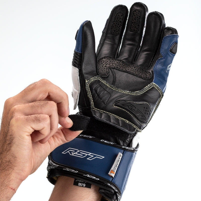RST Tractech Evo 4 luvas de couro para motociclo | Homem | Azul/Branco/Preto | 102666 