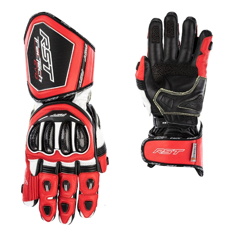 Luvas de couro para motociclo RST Tractech Evo 4 | Homem | Vermelho/Branco/Preto | 102666 