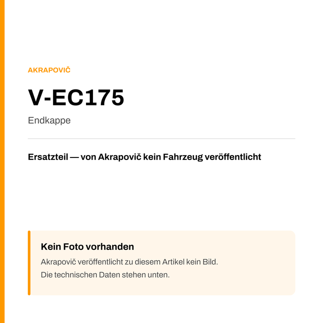 Akrapovic Endkappe V-EC175 — Platzhalter, kein Herstellerfoto verfügbar