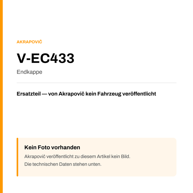 Akrapovic Endkappe V-EC433 — Platzhalter, kein Herstellerfoto verfügbar