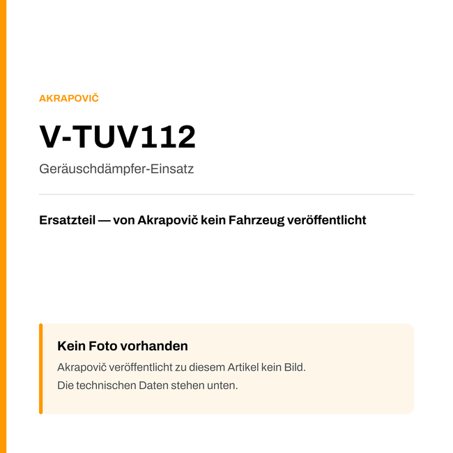Akrapovic Geräuschdämpfer-Einsatz V-TUV112 — Platzhalter, kein Herstellerfoto verfügbar