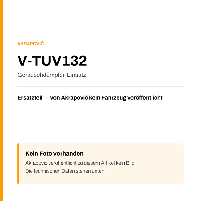Akrapovic Geräuschdämpfer-Einsatz V-TUV132 — Platzhalter, kein Herstellerfoto verfügbar