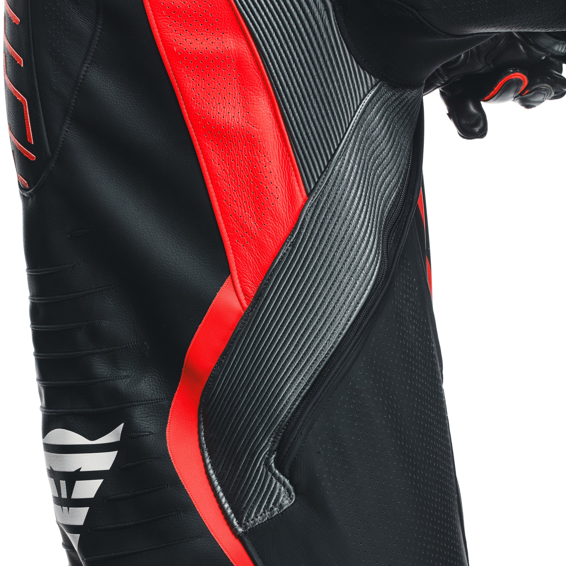 Dainese Audax D-Zip one-piece leather combination-perforated racing suit | Men | Black/red