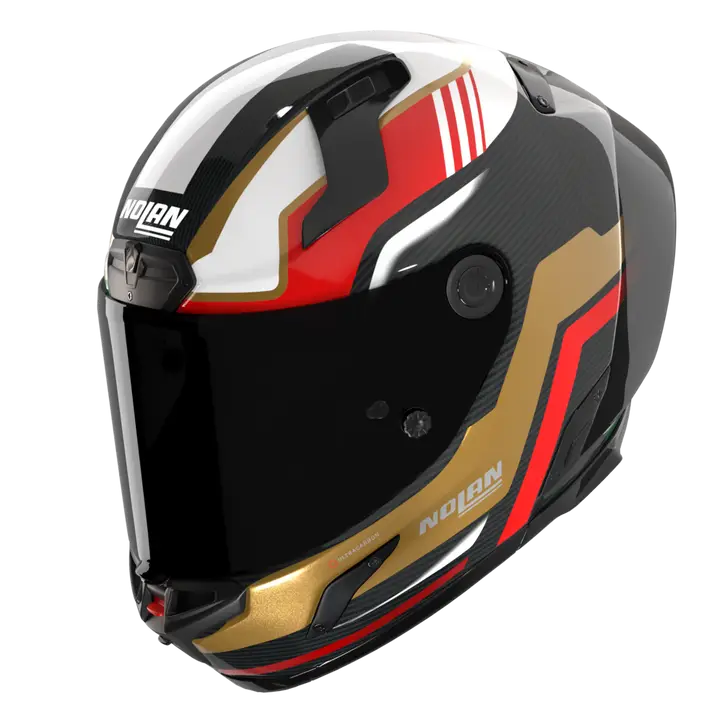 Nolan X-804 RS Capacete Ultra Carbono Piega Ouro/Vermelho/Verde 367 