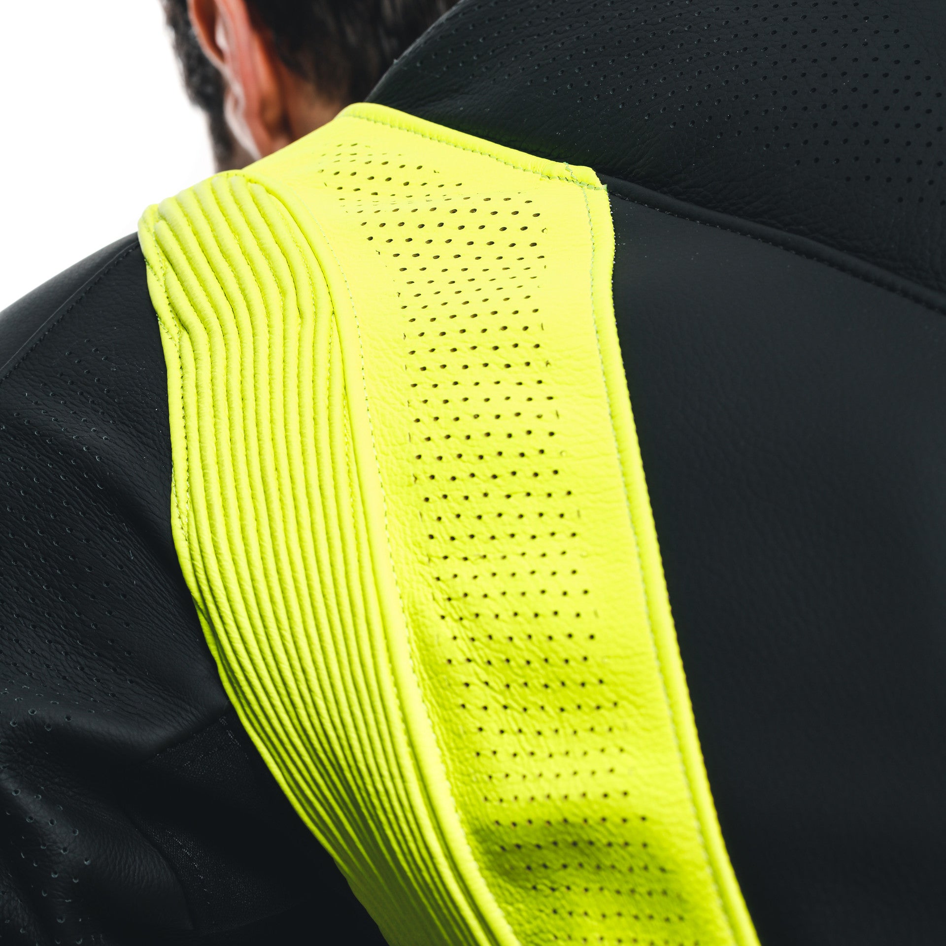 Dainese Audax D-ZIP fato de couro de uma peça – fato de corrida perfurado | Homens | Preto/Amarelo Neon 
