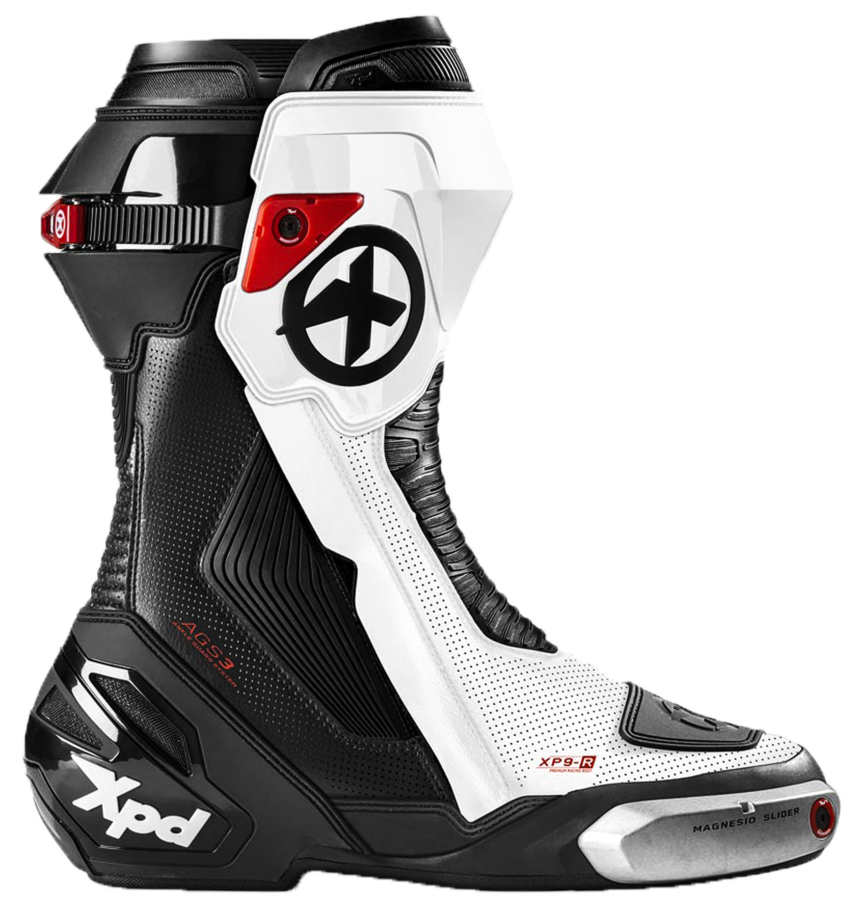 XPD XP9-R AIR bota de corrida e estrada perfurada para moto | Masculino | Branco/Preto 
