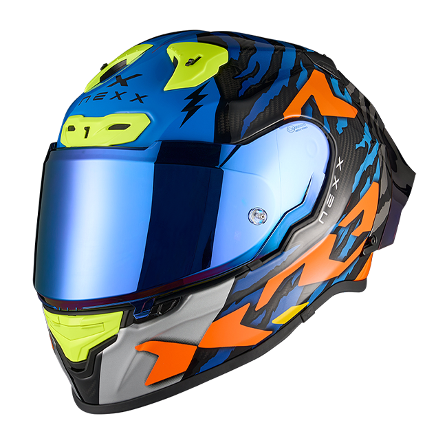 Nexx X.R3R Capacete Ziger Carbon Laranja Azul 01XR323513169 