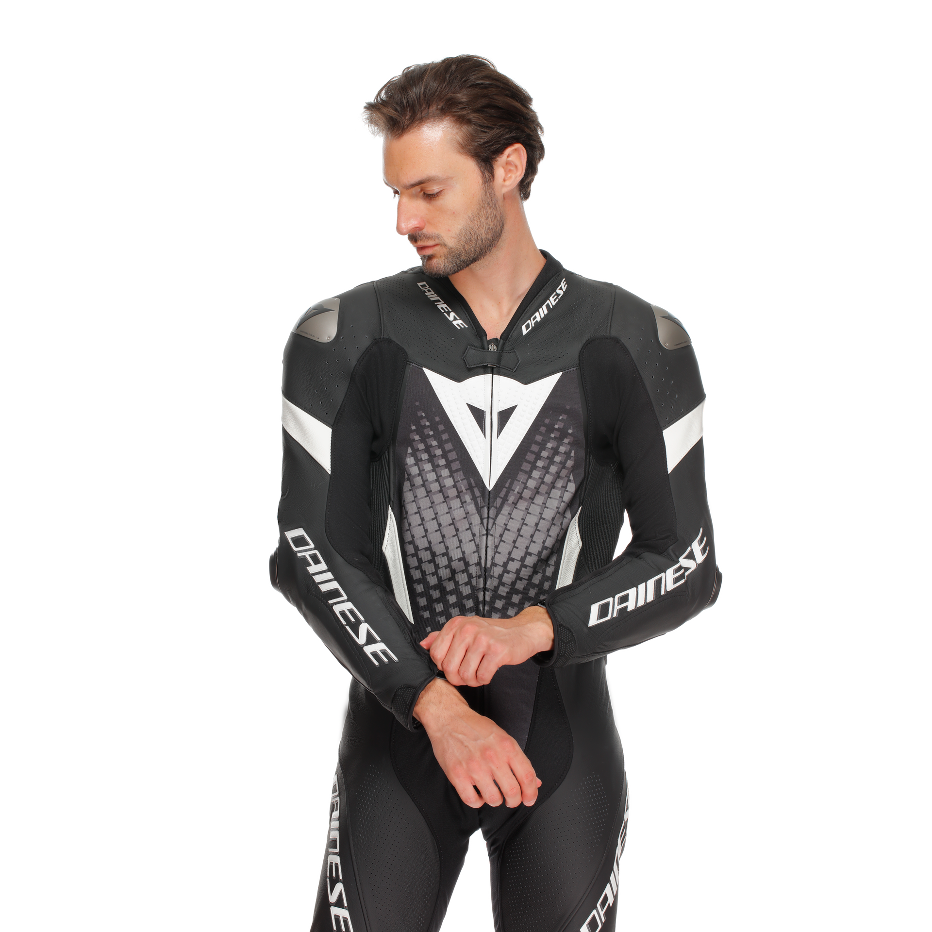Dainese Laguna SECA 6 one -piece leather combination - perforated racing suit | Men | Black-and-white