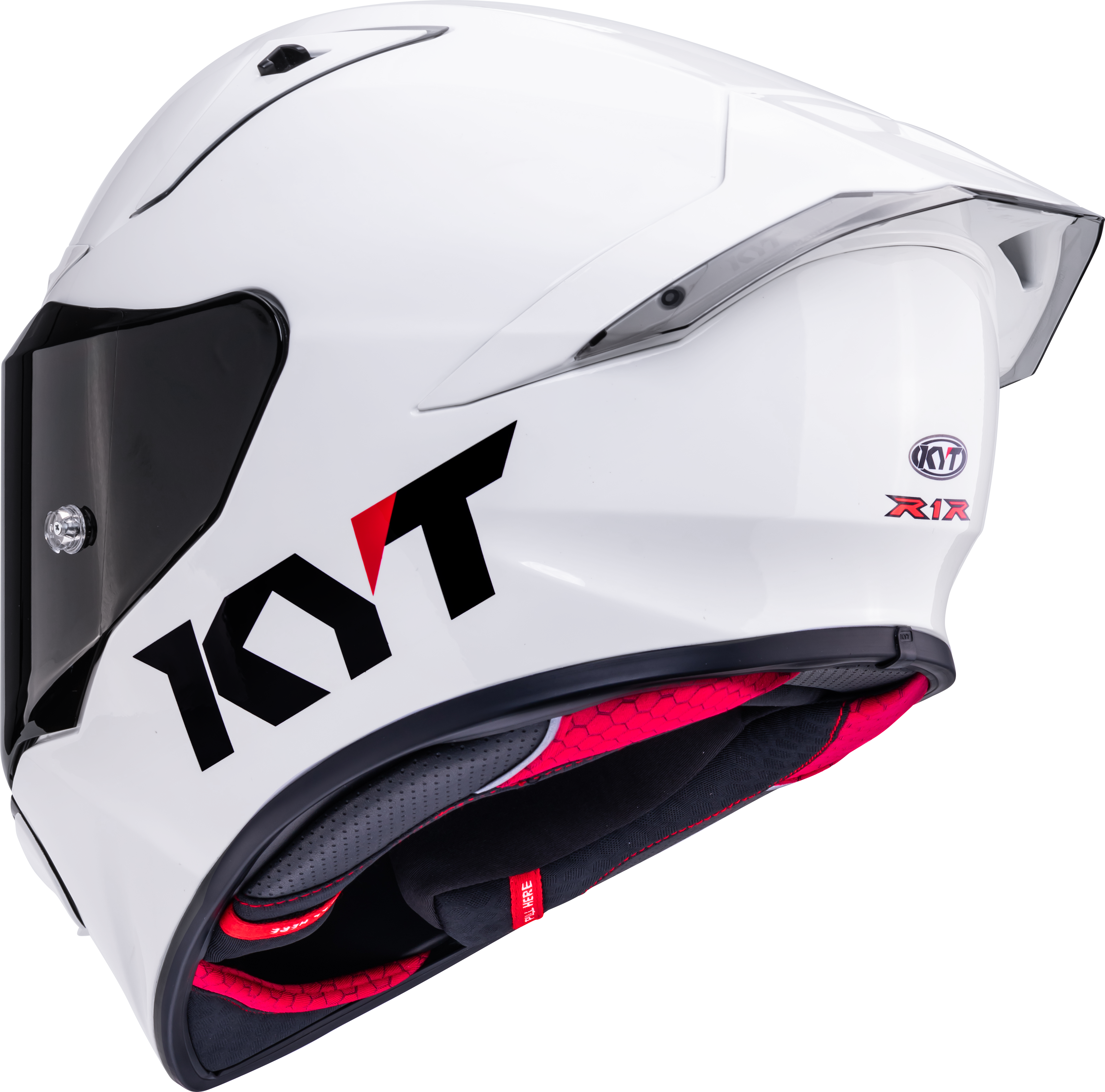 KYT R1R Racing Helmet Plain White Gloss Y6R100W3 