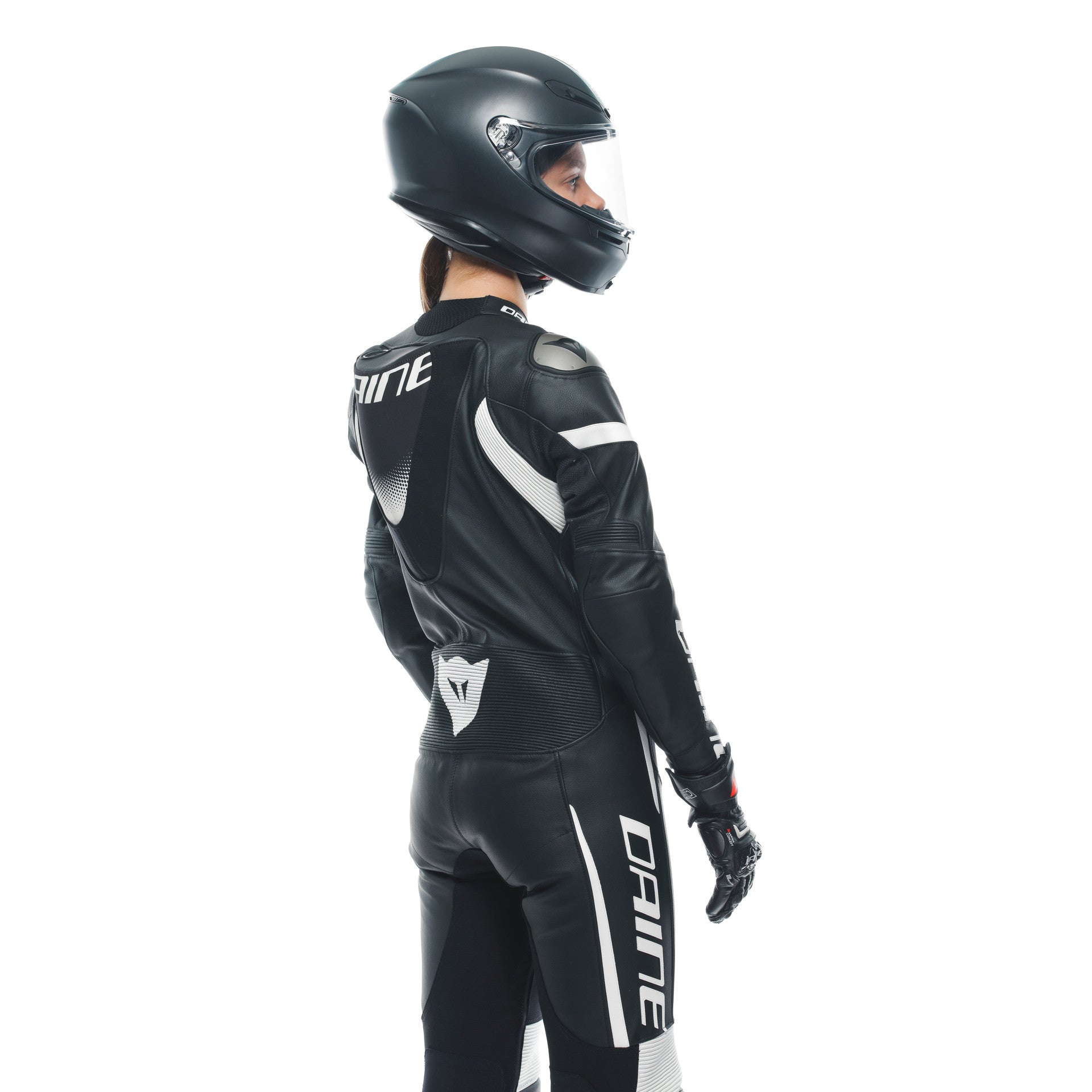 Dainese Grobnik Lady Macacão de Couro – Macacão de Corrida Perfurado | Mulheres | Preto/Branco 