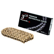 EK Chain 525 SPR/3D Gold/Gold NX-Ring open with rivet lock – 110 - 120 links 