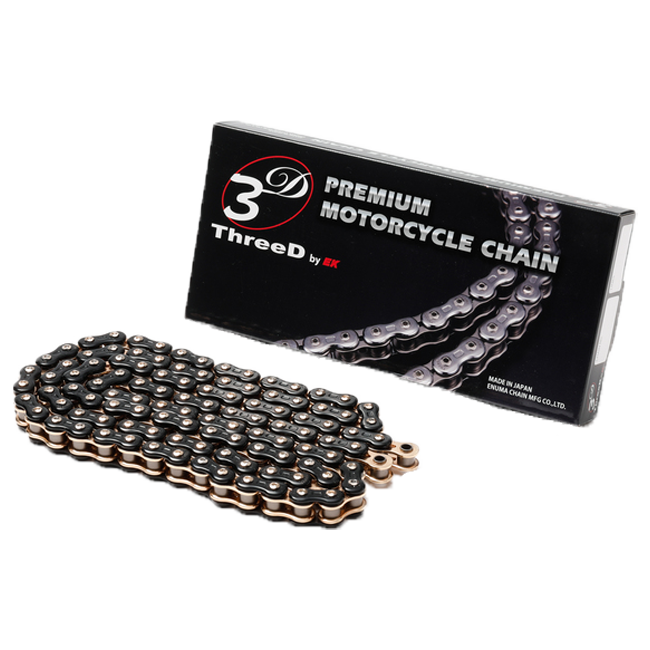 EK Chain 520 Z/3D Black/Gold QX2-Ring open with rivet lock – 116 - 120 links 