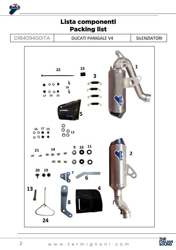 Termignoni Slip-on Kit Black Edition Ducati Panigale V4/S/R (18-24) D18409400ina